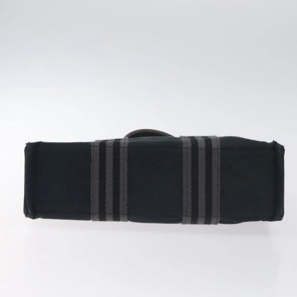 HERMES Fourre Tout PM Hand Bag Canvas Black Gray Silver Auth ti3266 - Picture 6 of 14